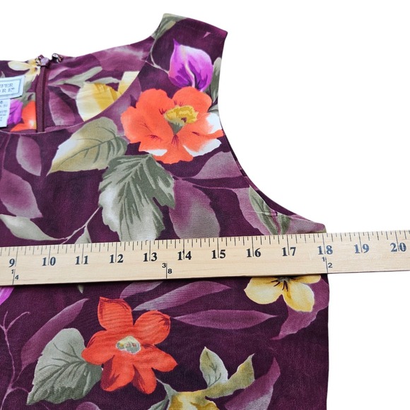 Jennifer Moore Silk Dress Womens 8 90s Slip on Mini Floral Romatic Boho Hawaiian - Picture 7 of 7